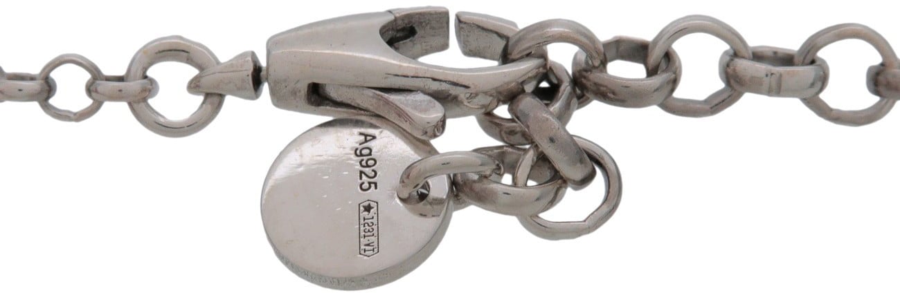 Gucci Engraved Interlocking G Chain Link Pendant Sterling Silver Large