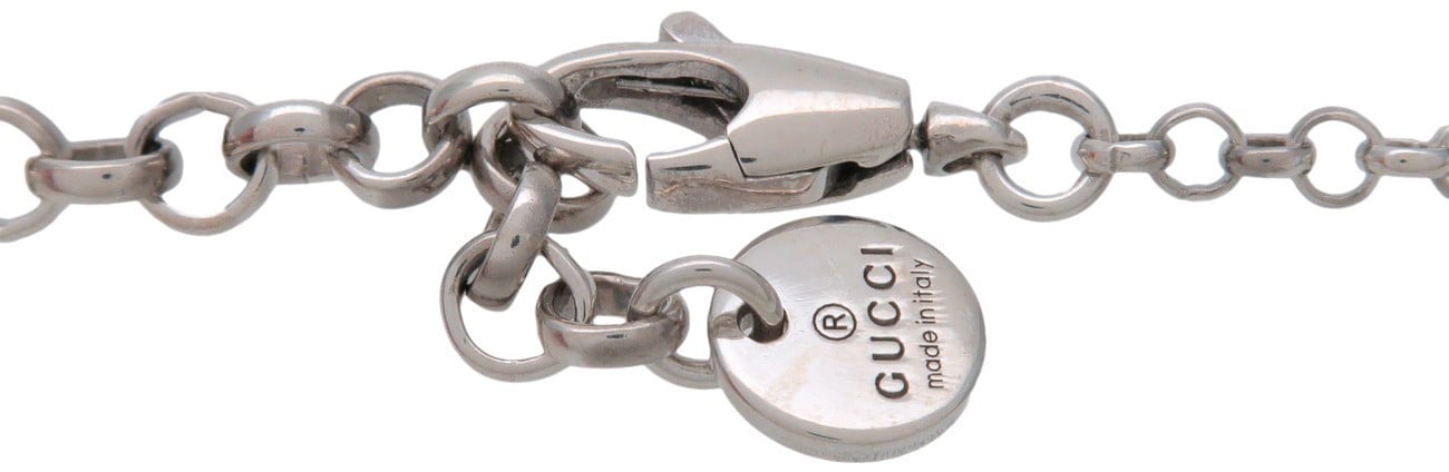Gucci Engraved Interlocking G Chain Link Pendant Sterling Silver Large