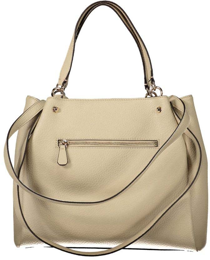 Guess Jeans Beige Polyurethane Women's Bag with Multiple Pockets and Compartments