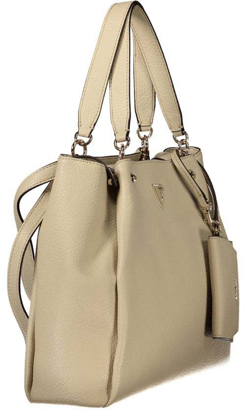 Guess Jeans Beige Polyurethane Women's Bag with Multiple Pockets and Compartments