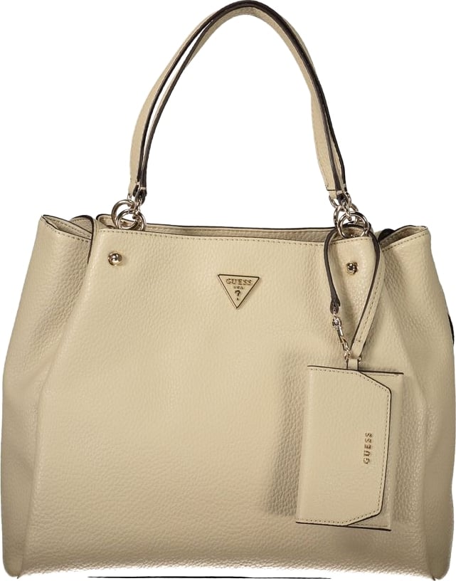 Guess Jeans Beige Polyurethane Women's Bag with Multiple Pockets and Compartments