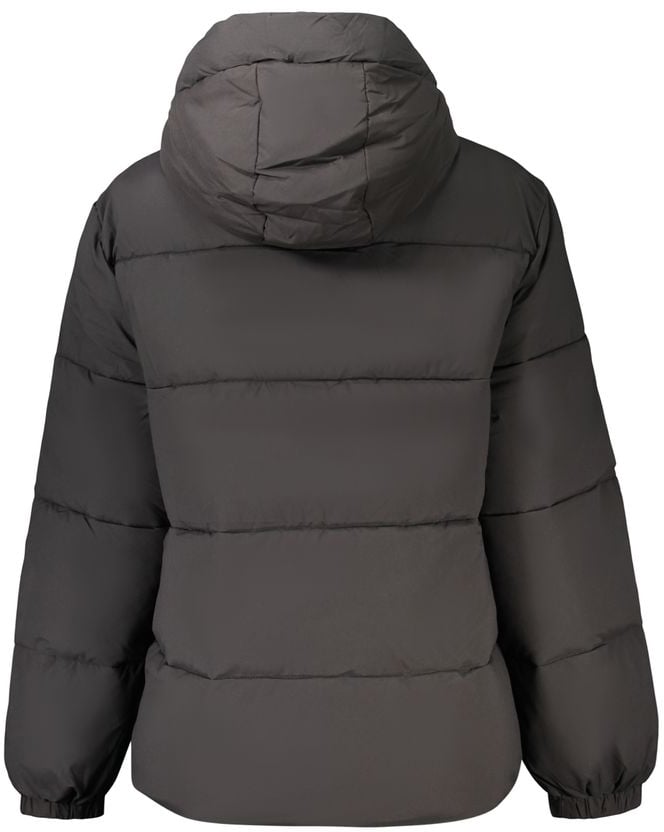 Guess Jeans Black Polyester Women Jacket with Removable Hood