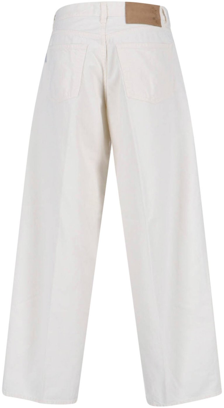 Wide-Leg White Denim Jeans With Five-Pocket Design
