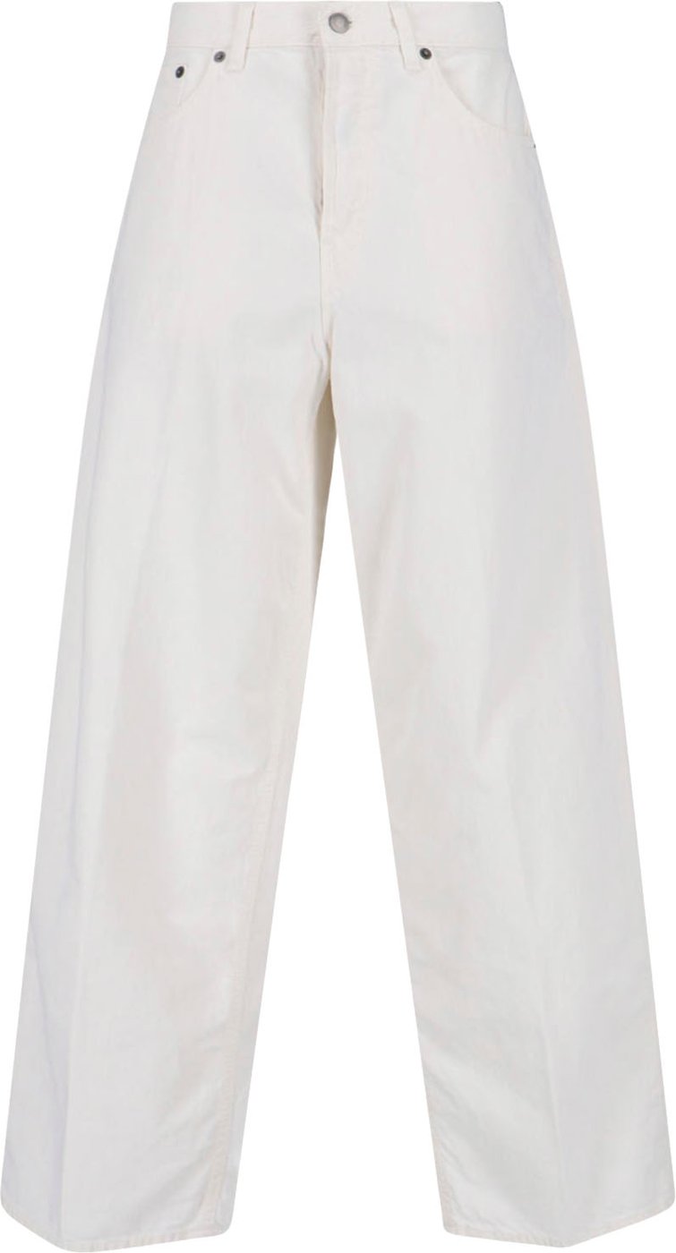 Wide-Leg White Denim Jeans With Five-Pocket Design