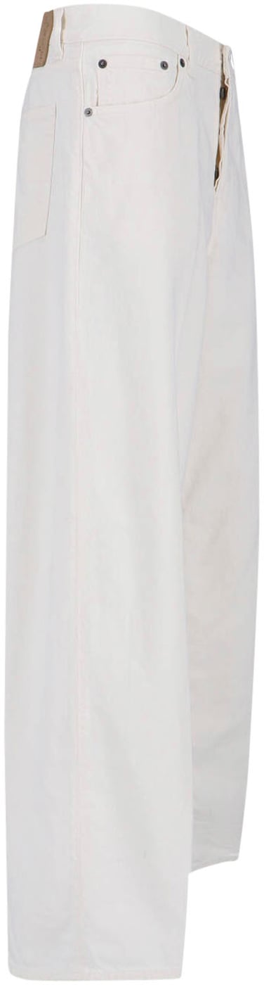 Wide-Leg White Denim Jeans With Five-Pocket Design