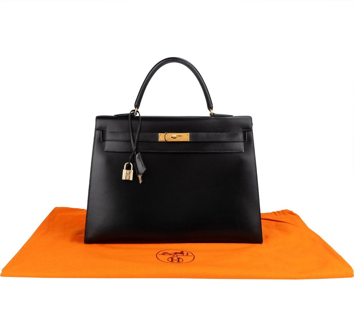 Hermès Noir Boxcalf Kelly 35 Sellier Handbag