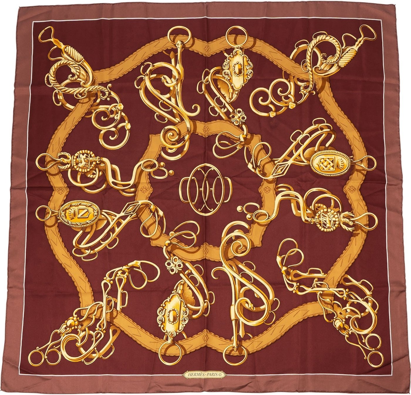 Hermès Mors et Gourmettes Silk Carre 90 Scarf Tuch