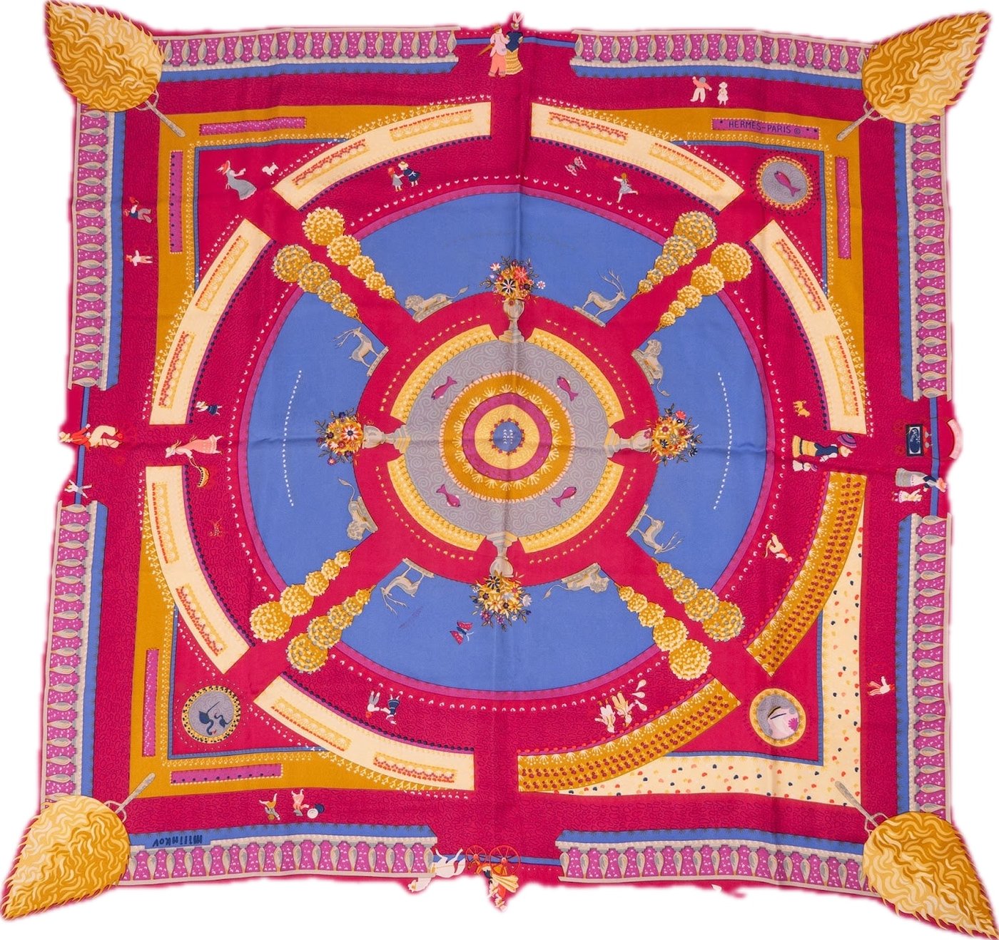 Hermès Fête au Village Silk 90 Scarf Tuch