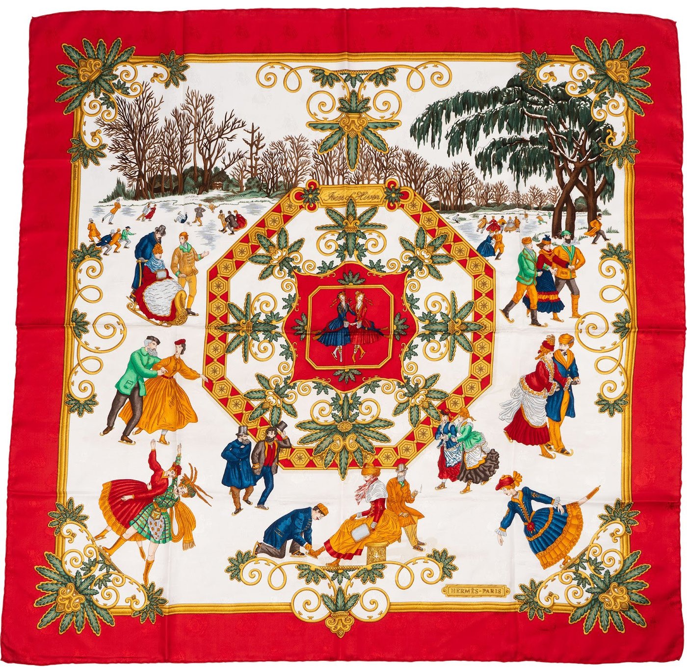 Hermès Joies d'Hiver Silk Carre 90 Scarf Tuch