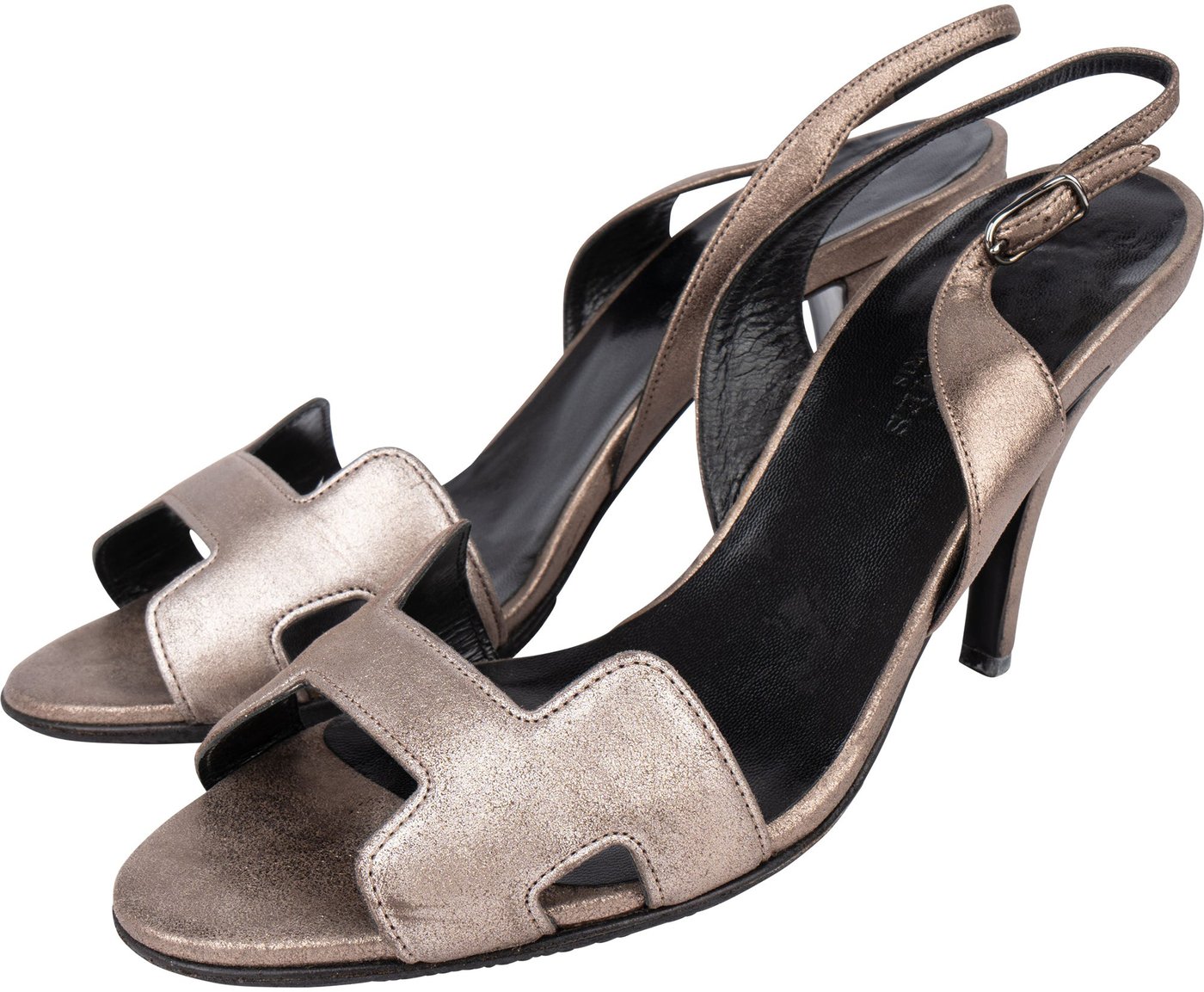 Hermès Silver Leather Night 90 Heels (34)