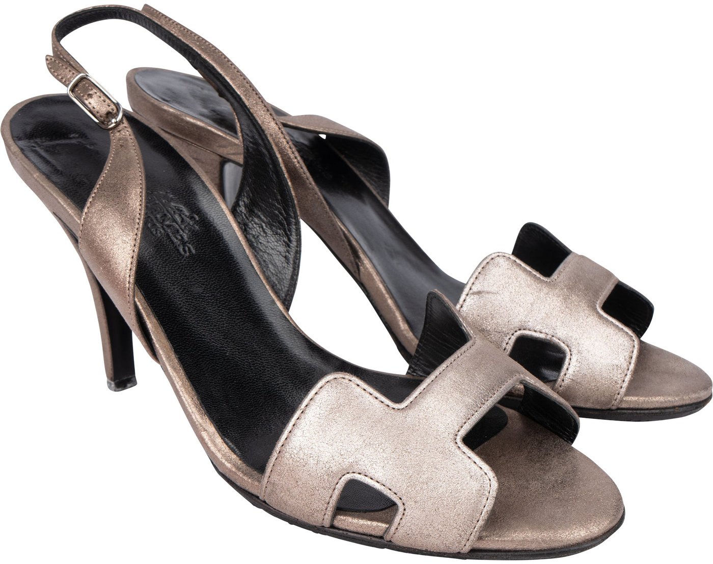 Hermès Silver Leather Night 90 Heels (34)