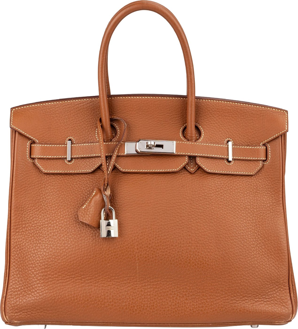 Hermès Brun Taurillon Clemence Leather Alezan Palladium Birkin 35 Handbag