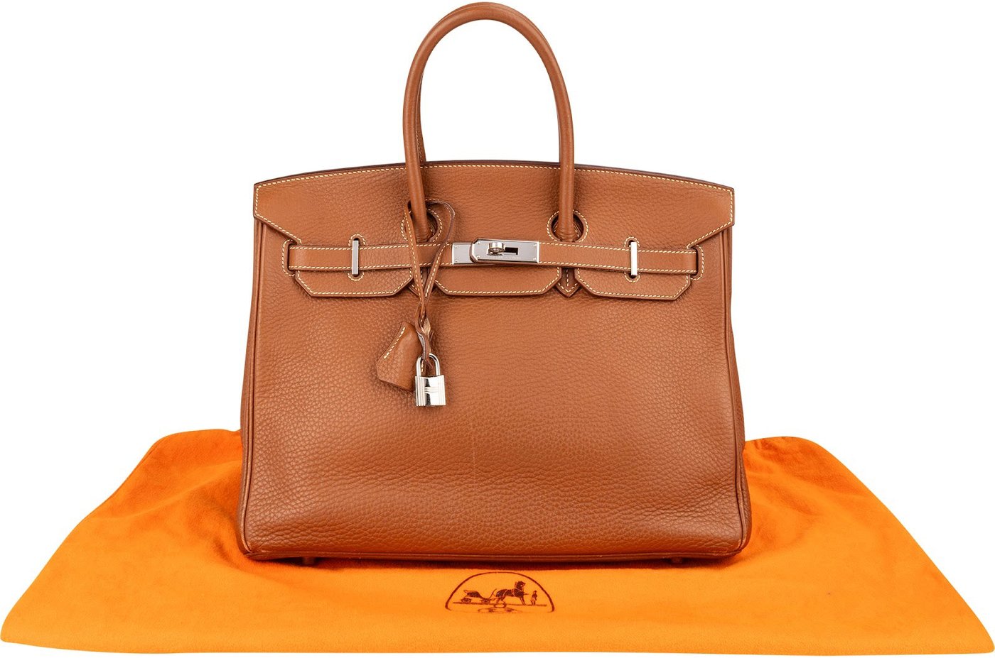 Hermès Brun Taurillon Clemence Leather Alezan Palladium Birkin 35 Handbag