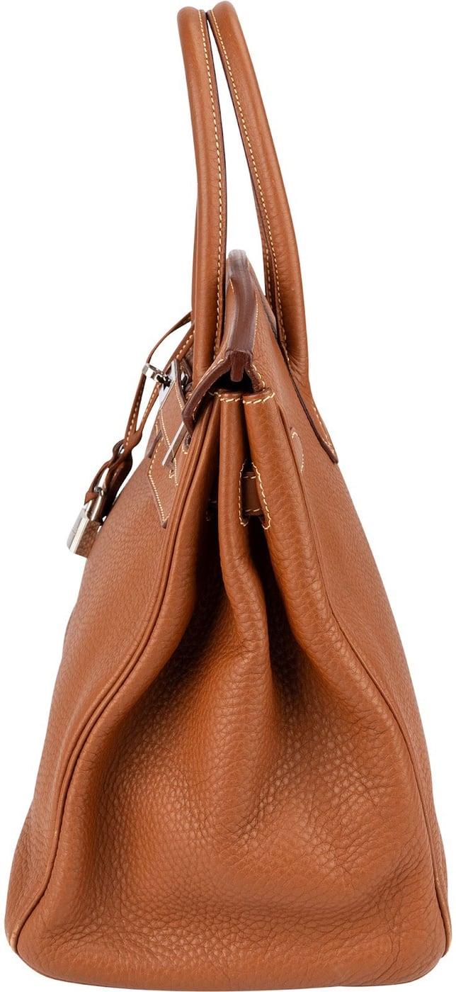 Hermès Brun Taurillon Clemence Leather Alezan Palladium Birkin 35 Handbag