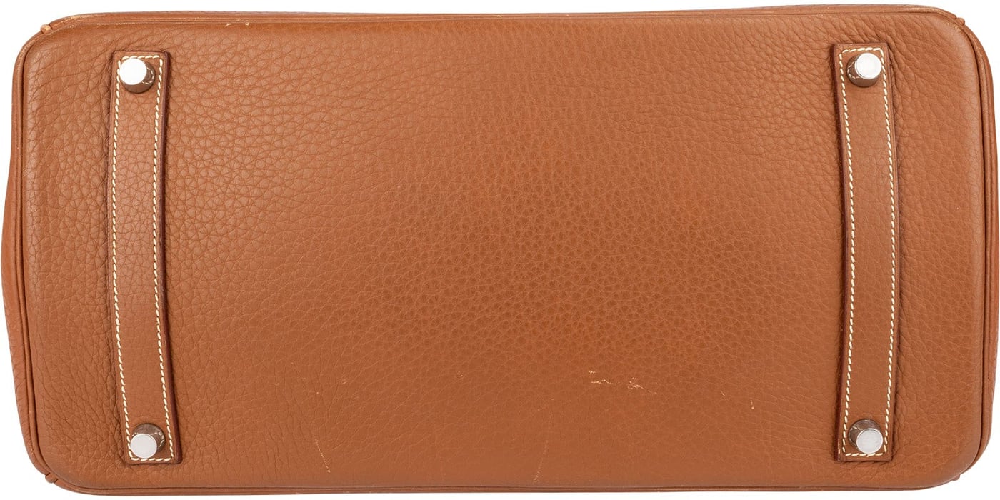 Hermès Brun Taurillon Clemence Leather Alezan Palladium Birkin 35 Handbag
