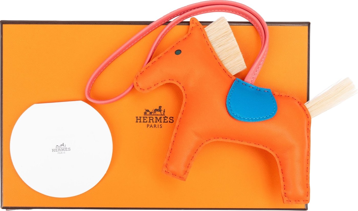 Hermès Feu Zanzibar Tricolor Leather Pony Hair Rodeo MM Pendant