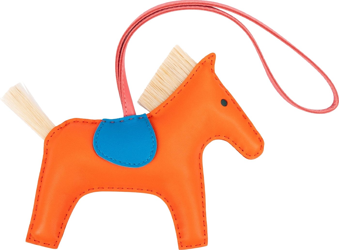 Hermès Feu Zanzibar Tricolor Leather Pony Hair Rodeo MM Pendant