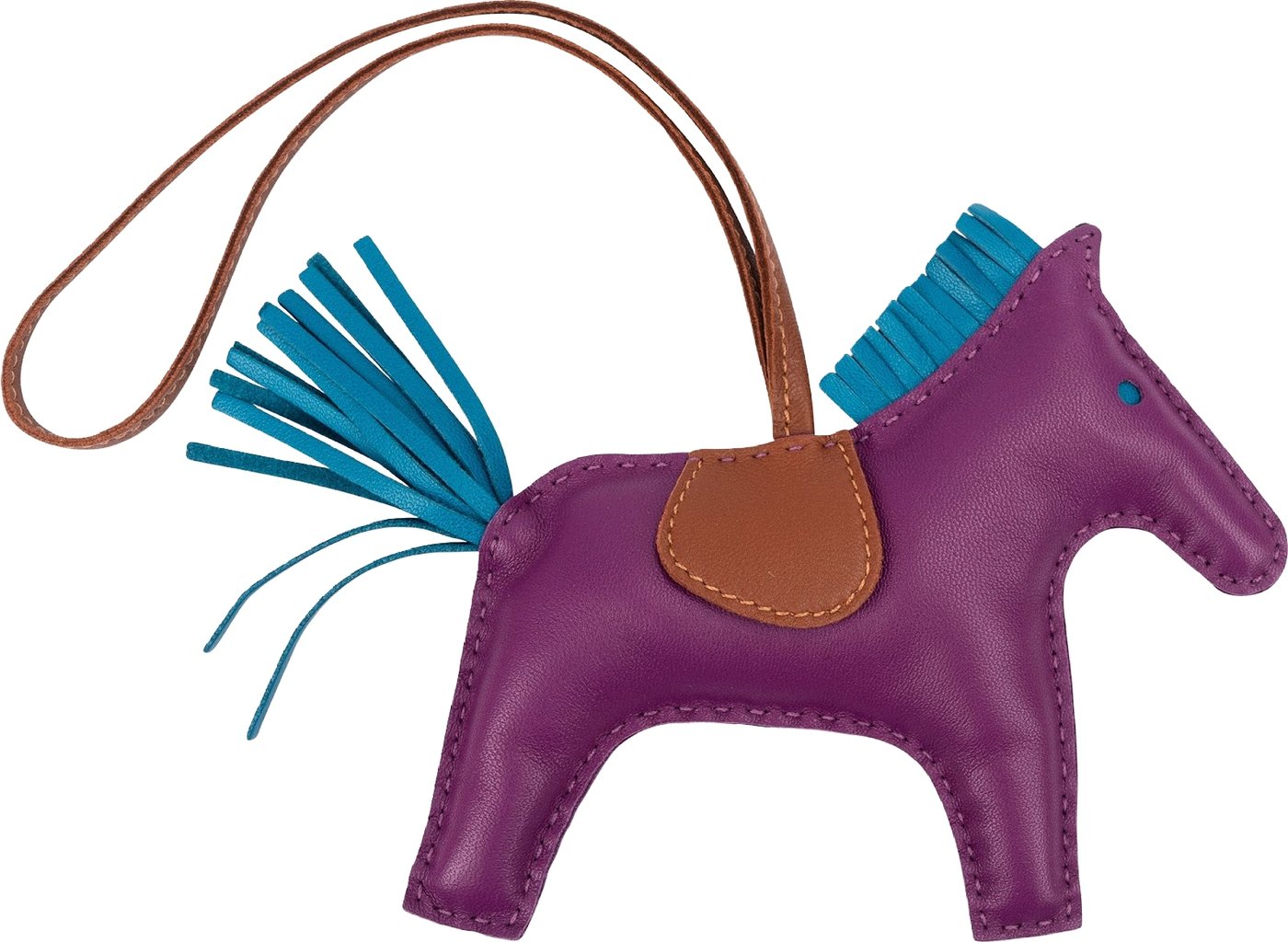 Hermès Anemone Blue Izmir Tricolor Leather Rodeo MM Pendant