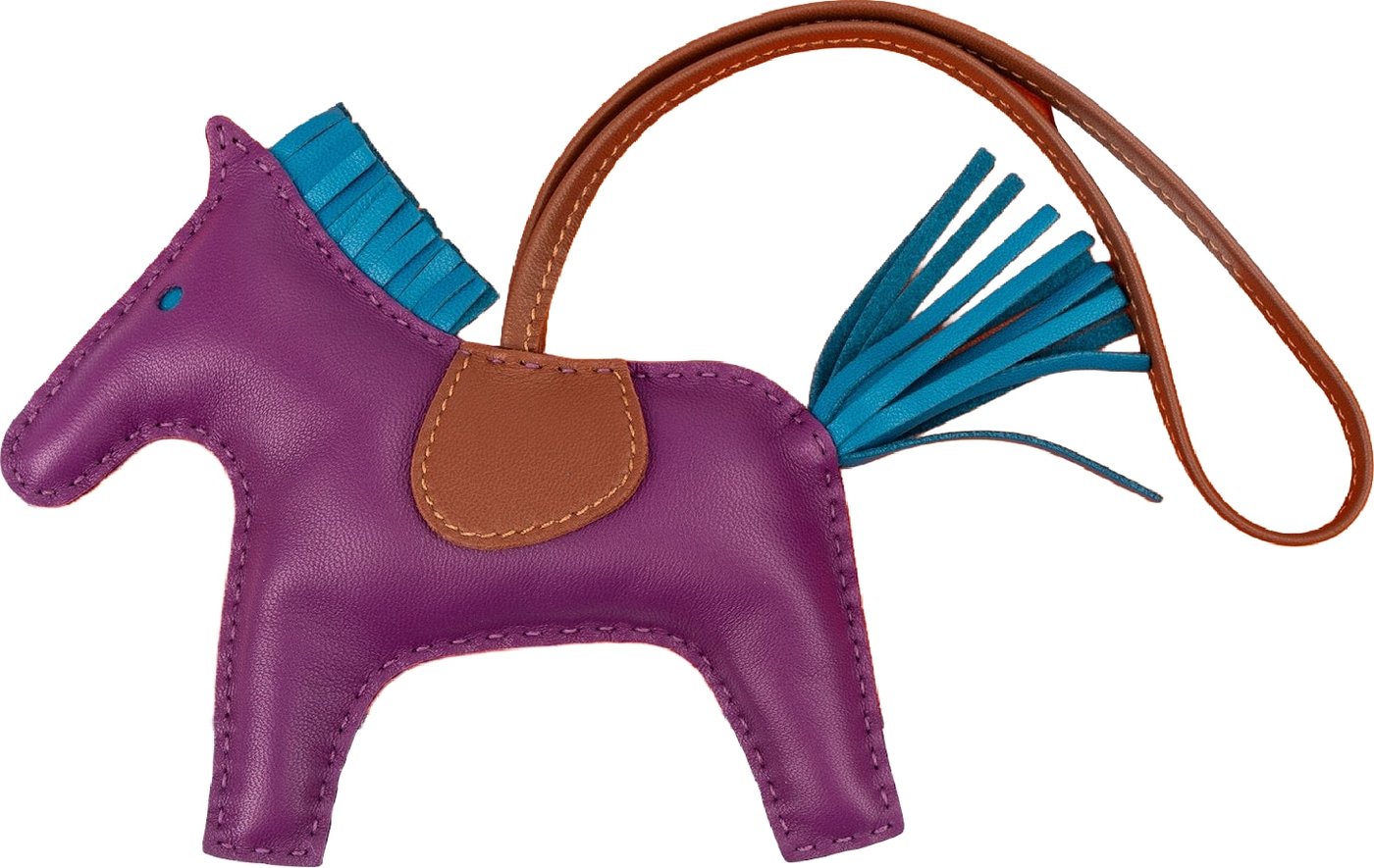 Hermès Anemone Blue Izmir Tricolor Leather Rodeo MM Pendant
