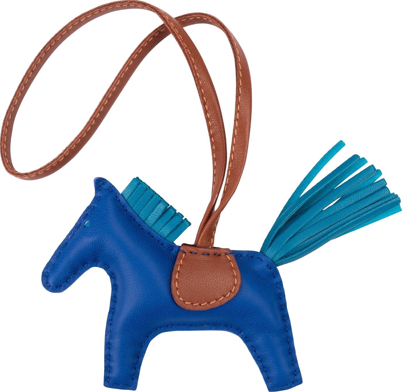 Hermès Blue Electric Tricolor Leather Rodeo PM Pendant