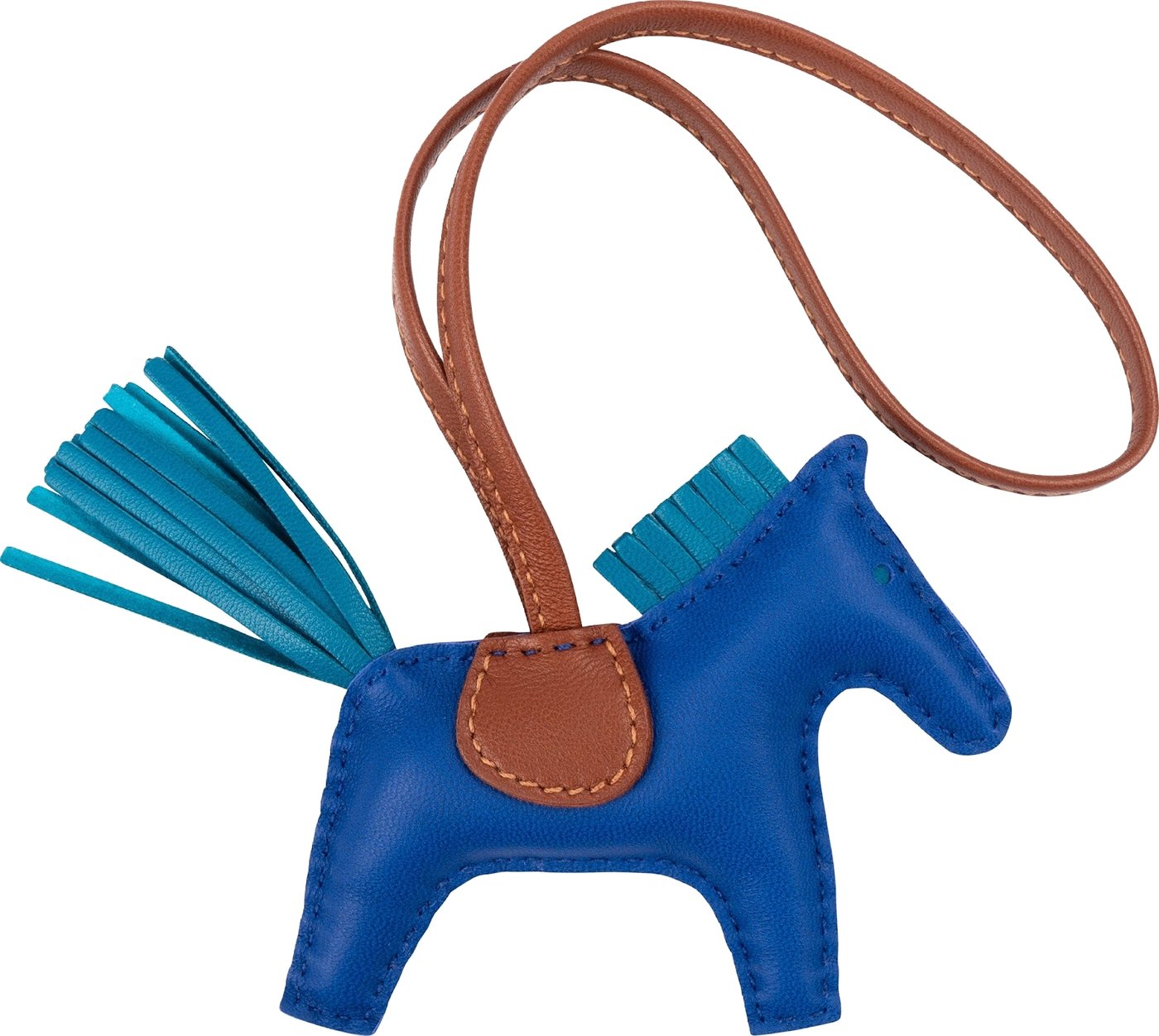 Hermès Blue Electric Tricolor Leather Rodeo PM Pendant
