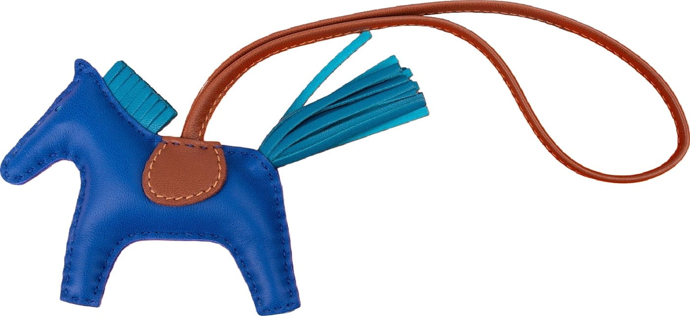 Hermès Blue Electric Tricolor Leather Rodeo PM Pendant