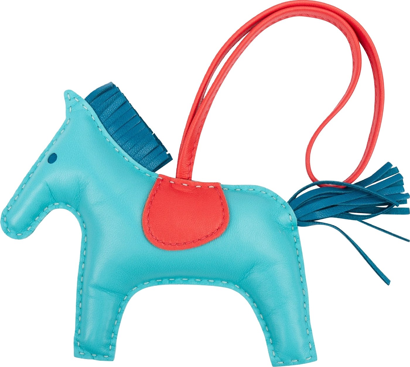 Hermès Lagoon Rose Jaipur Tricolor Leather Rodeo MM Pendant
