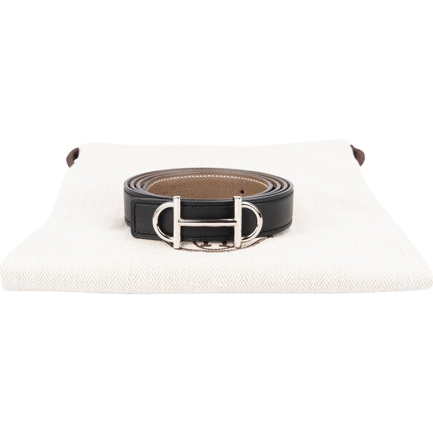 Hermès Bicolor Leather Reversible Gamma H Belt (110)