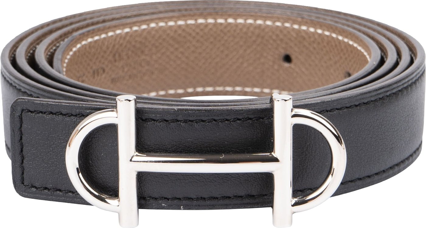 Hermès Bicolor Leather Reversible Gamma H Belt (110)