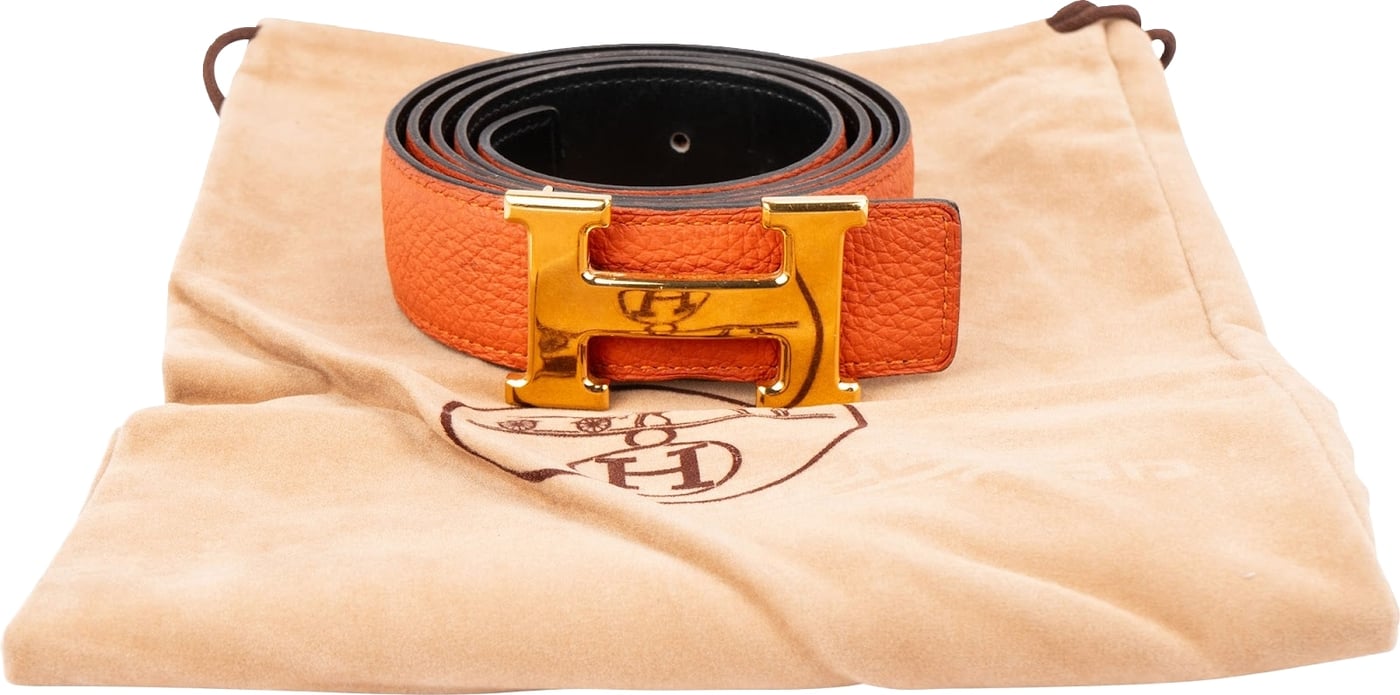 Hermès Bicolor Leather Reversible H Belt (100)