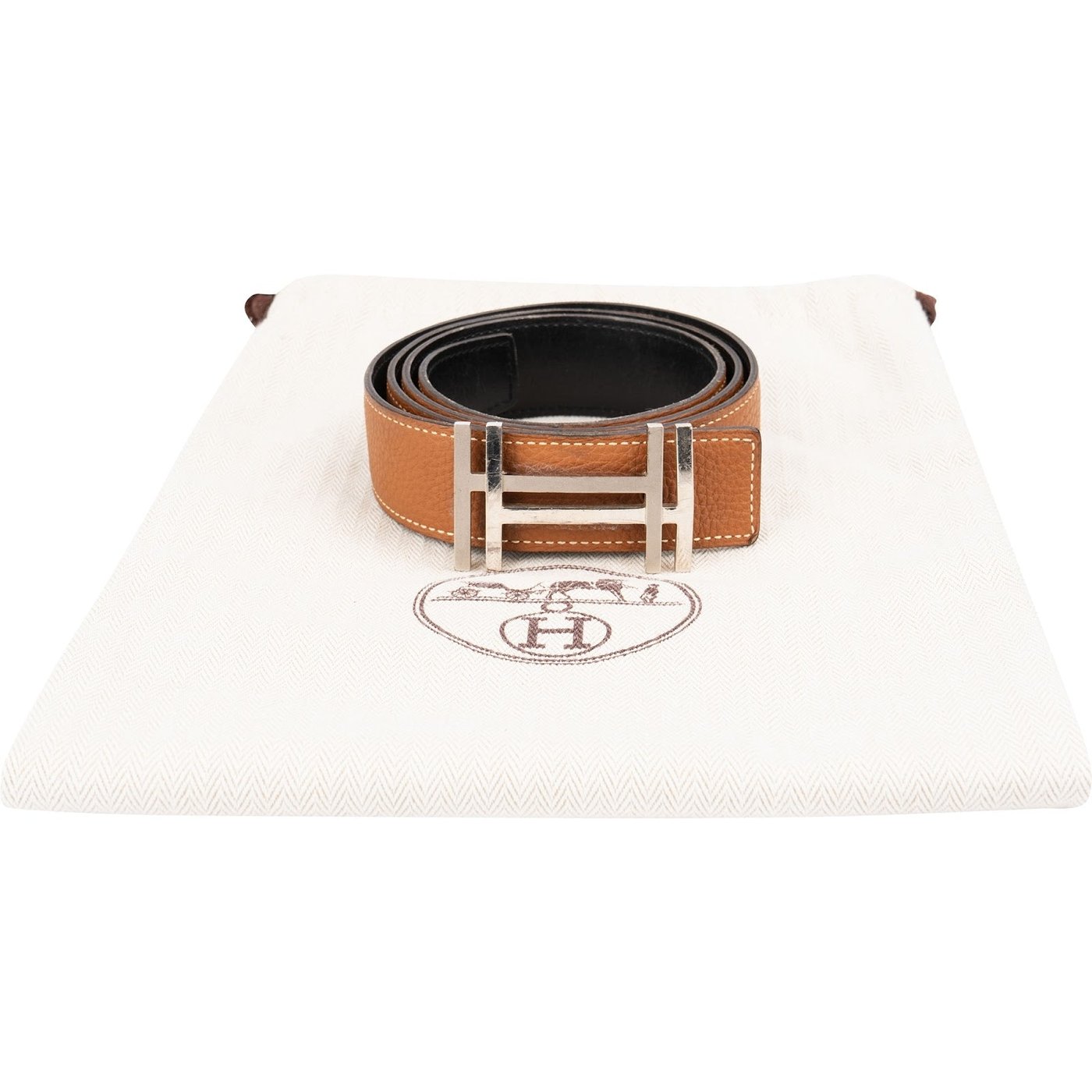 Hermès Bicolor Leather Reversible H Belt (90)