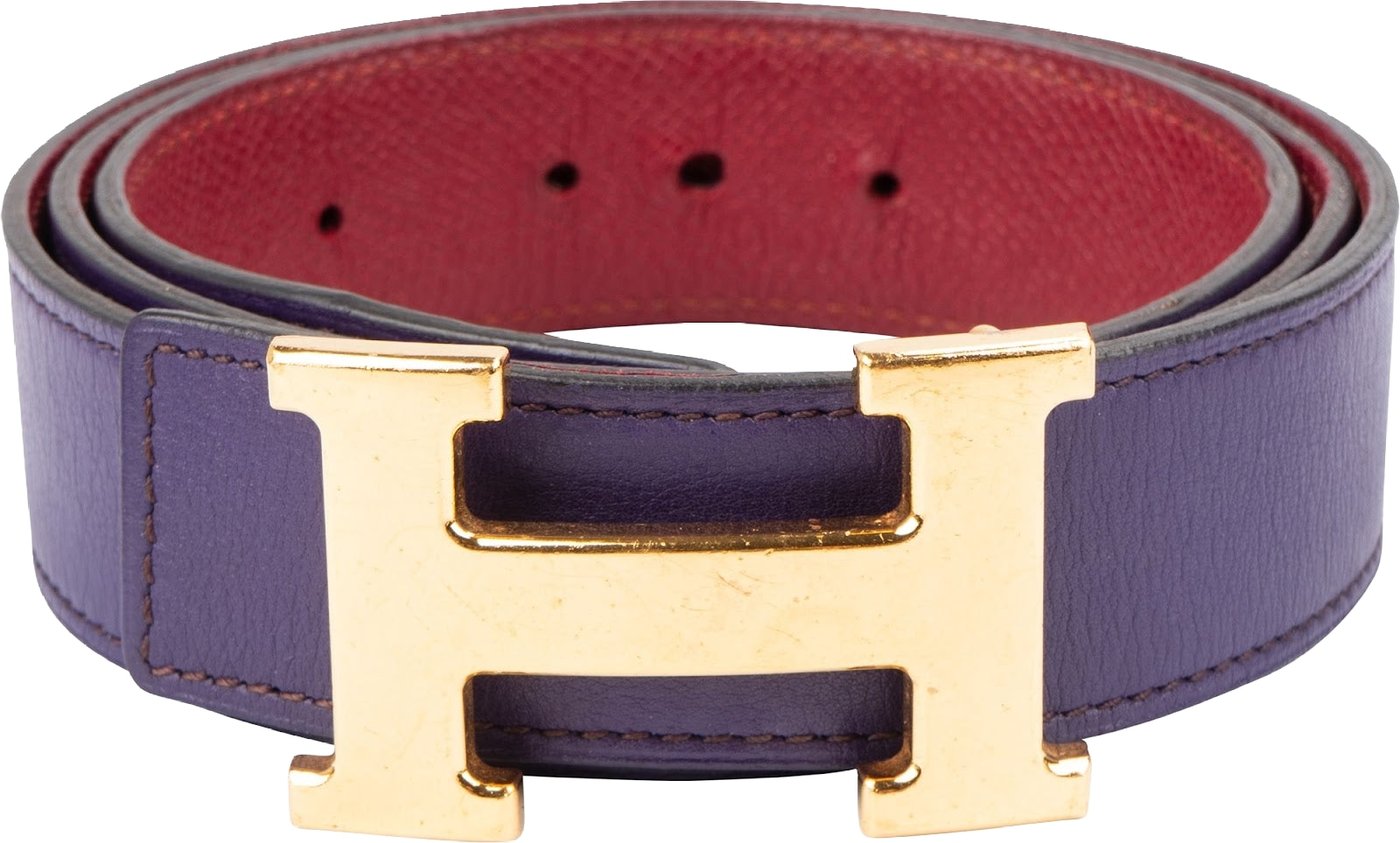 Hermès Bicolor Epsom Leather Reversible H Belt (90)