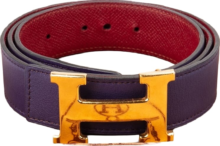 Hermès Bicolor Epsom Leather Reversible H Belt (90)