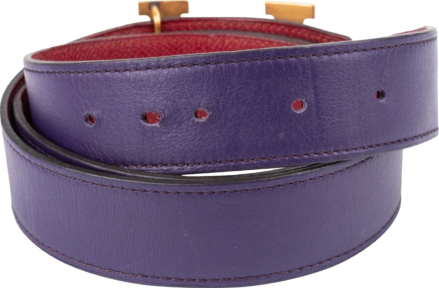 Hermès Bicolor Epsom Leather Reversible H Belt (90)