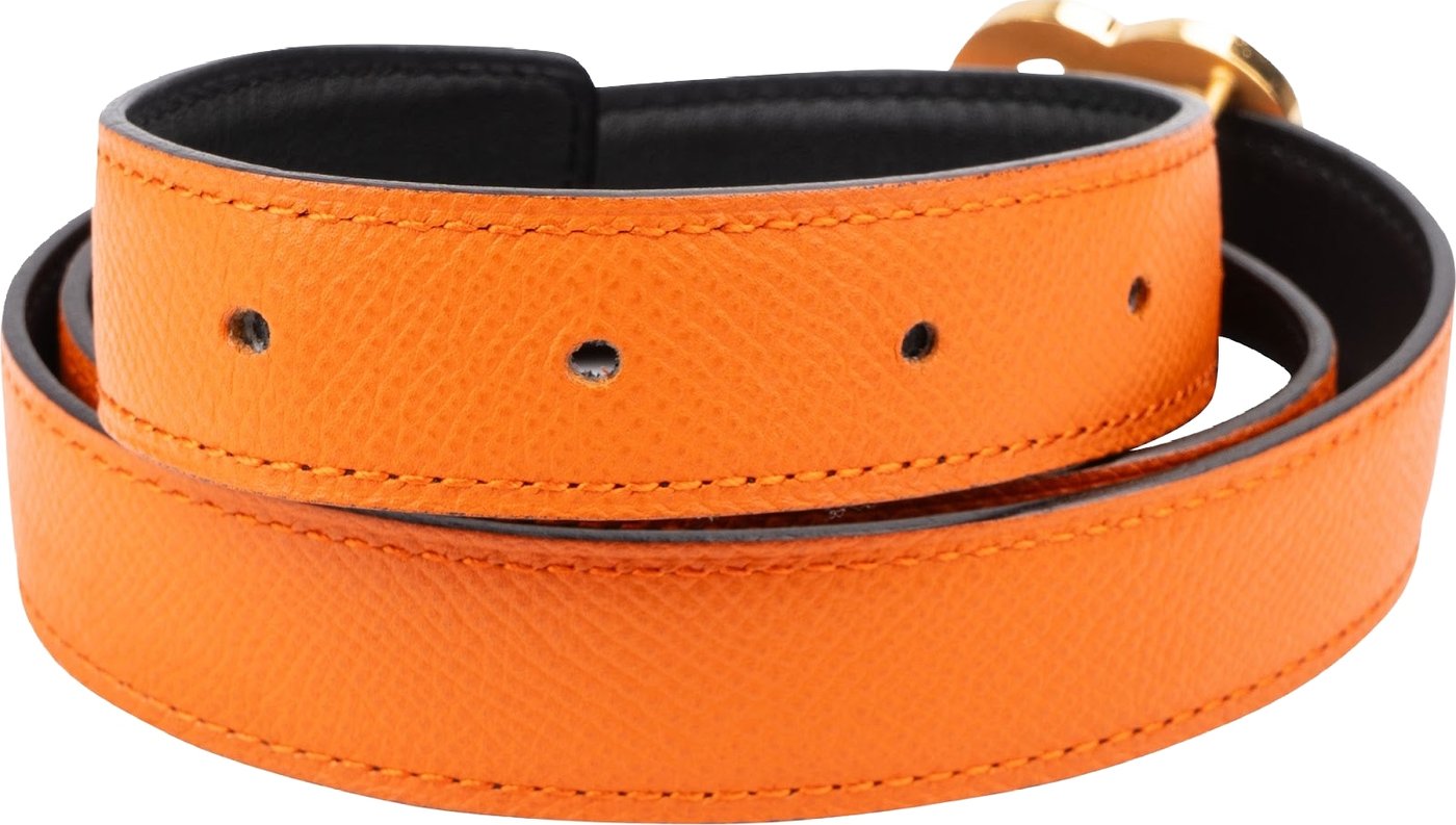 Hermès Bicolor Epsom Leather Reversible Iris H Belt (70)