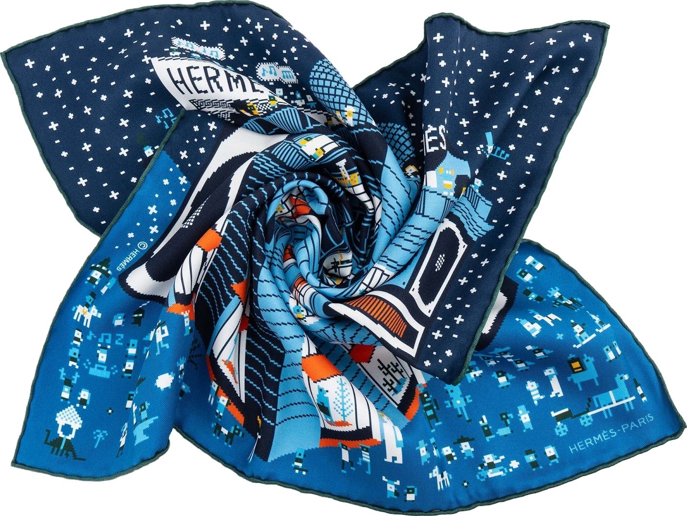 Hermès Faubourg Party Silk 45 Scarf Tuch