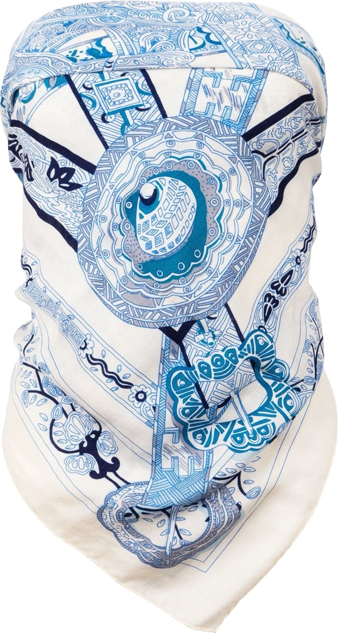 Hermès Les Clés Silk Cashmere Triangle 140 Scarf Tuch LE SONGE DE LA LICORNE ANNIE FAIVRE