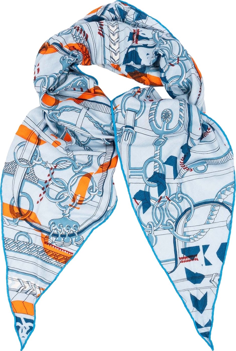 Hermès 213 x 73 cm PANOPLIE EQUESTRE IMPRIMEUR FOU LOSANGE Silk Cashmere Scarf Tuch