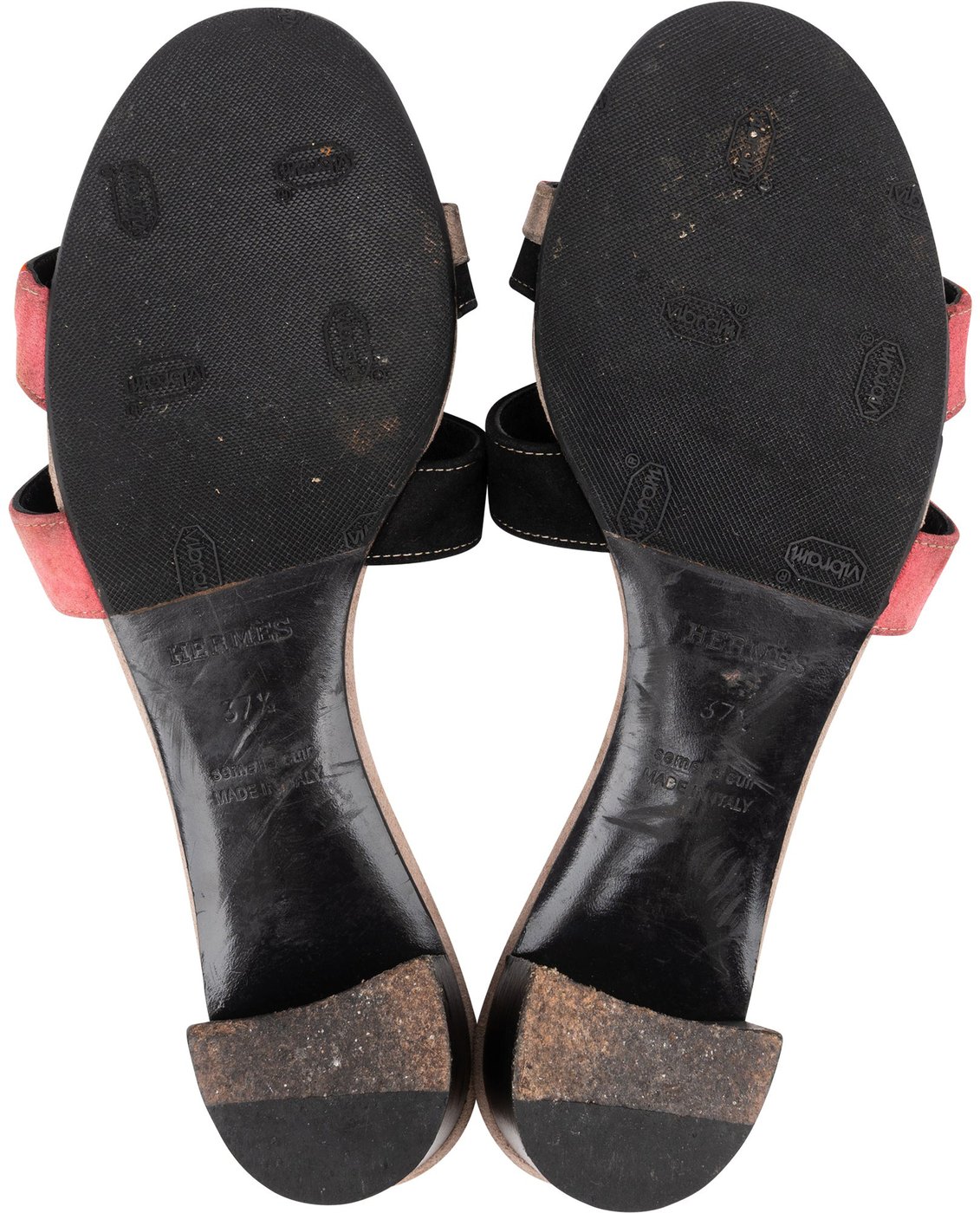 Hermès Multicolor Suede Oasis Block Sandals (37,5)