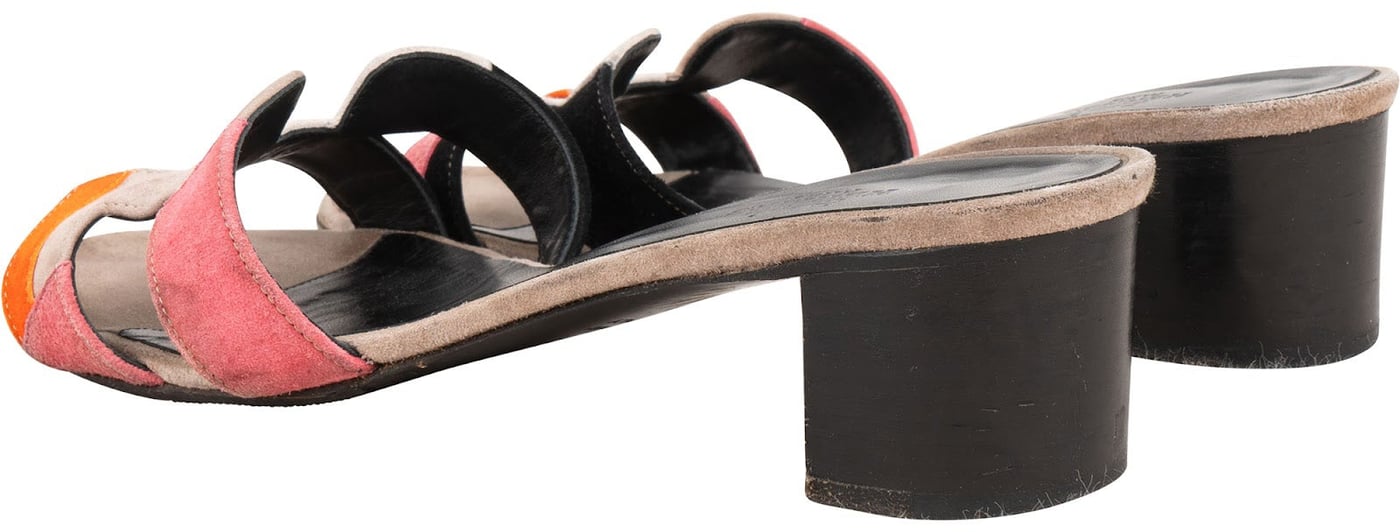 Hermès Multicolor Suede Oasis Block Sandals (37,5)