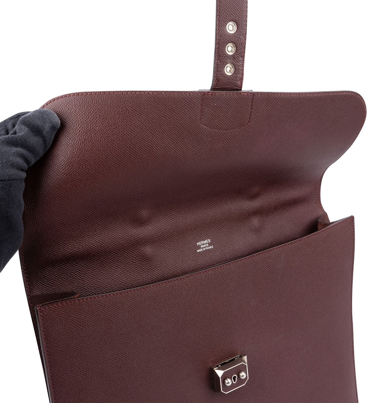 Hermès Rouge H Epsom Leather Sac à Dépêches 38 Handbag