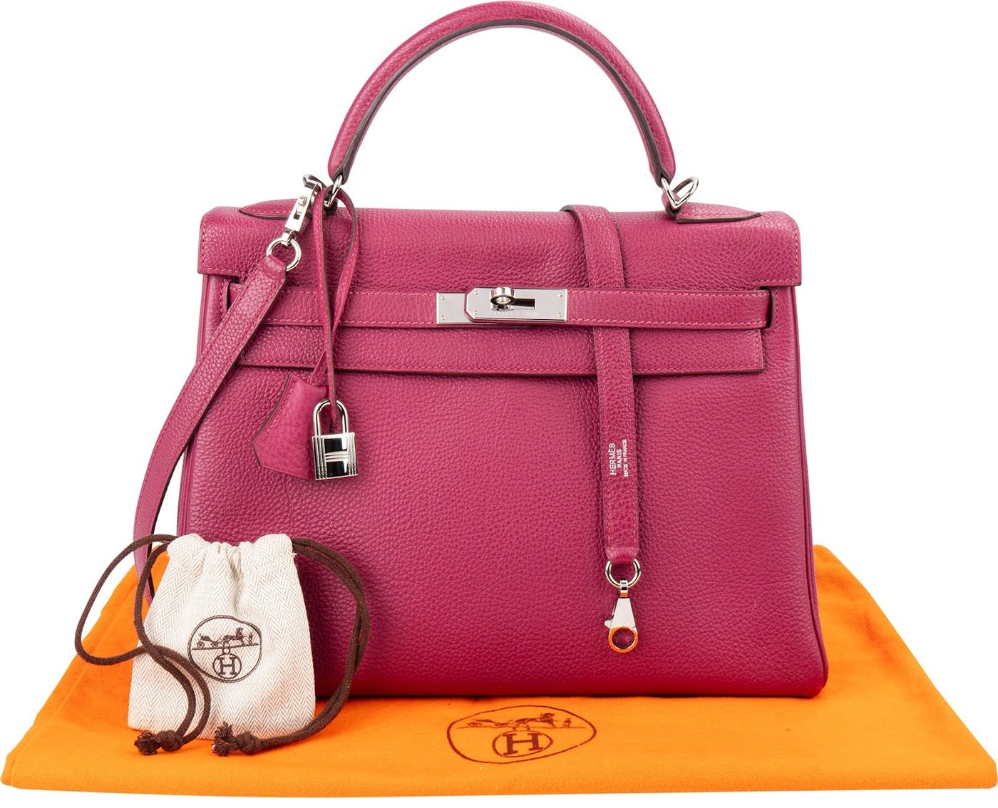 Hermès Tosca Clemence Leather Palladium Kelly 32 Handbag