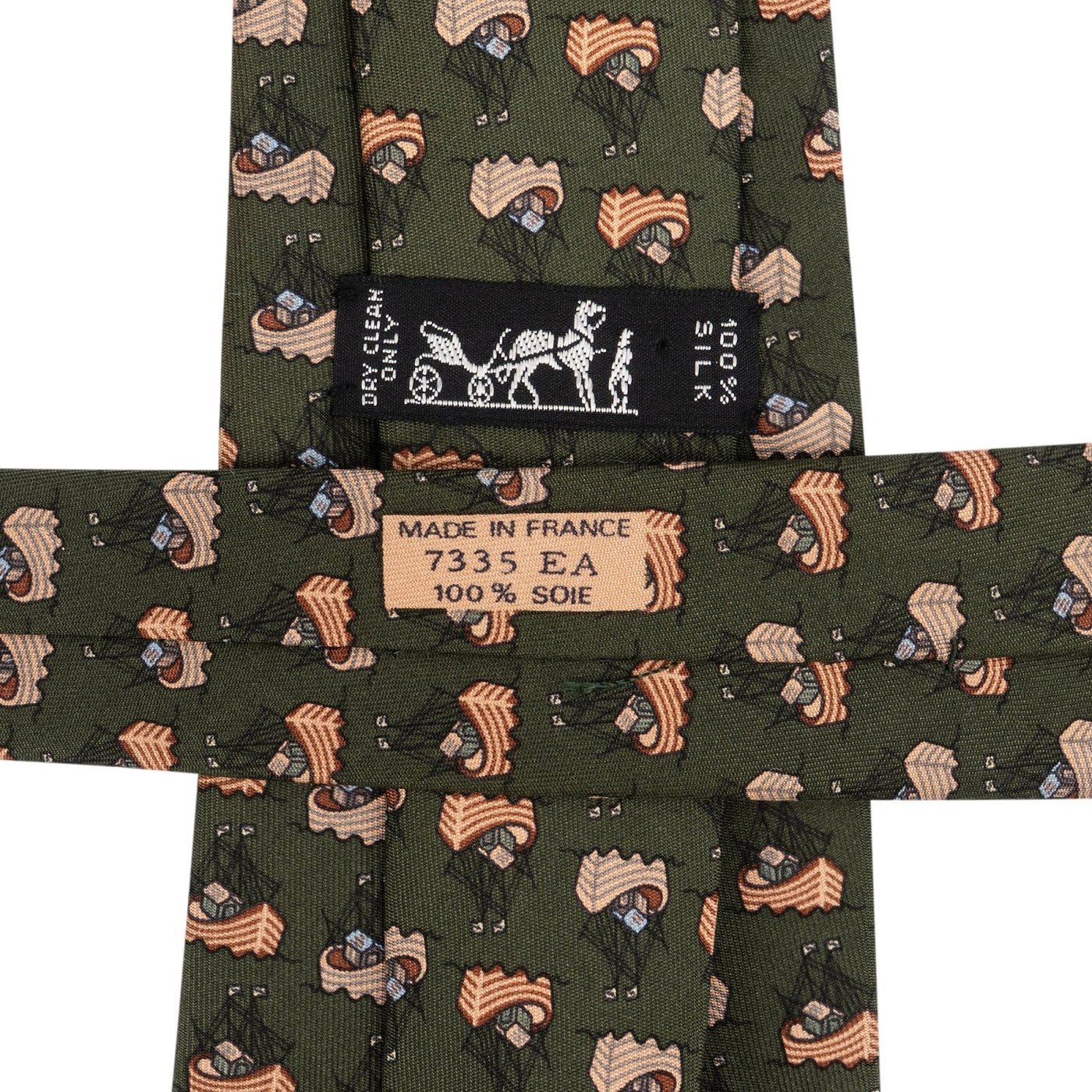 Hermès Navire Pattern Basket Silk Tie Krawatte