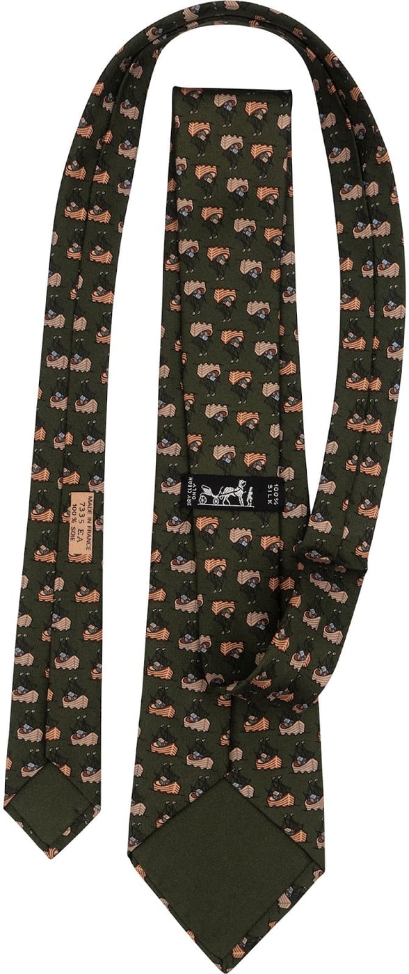 Hermès Navire Pattern Basket Silk Tie Krawatte