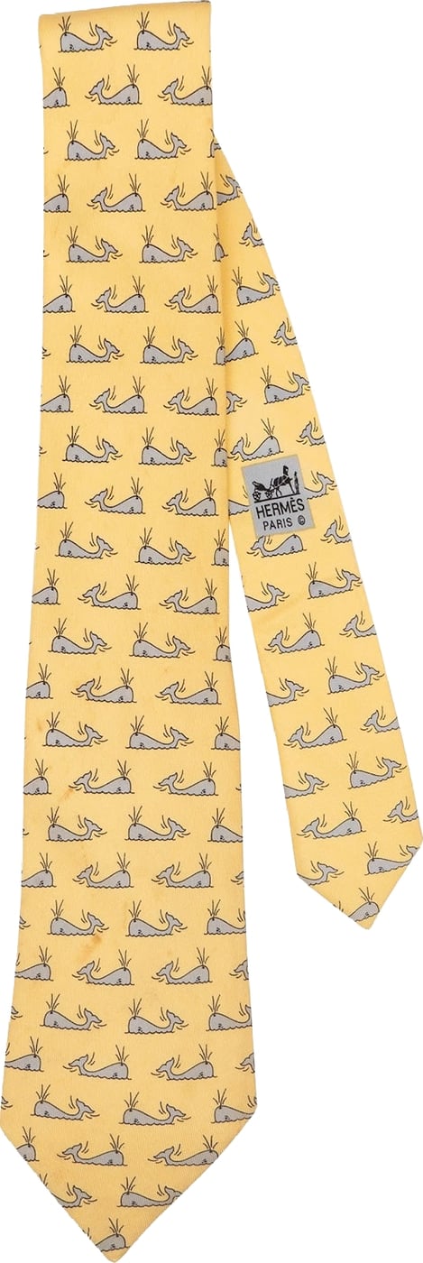 Hermès Whale Print Silk Tie Krawatte