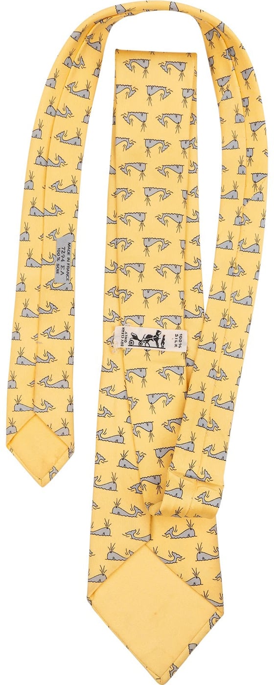Hermès Whale Print Silk Tie Krawatte