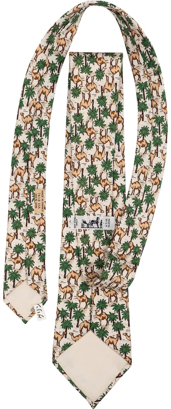 Hermès Camel Palm Tree Print Tie Krawatte