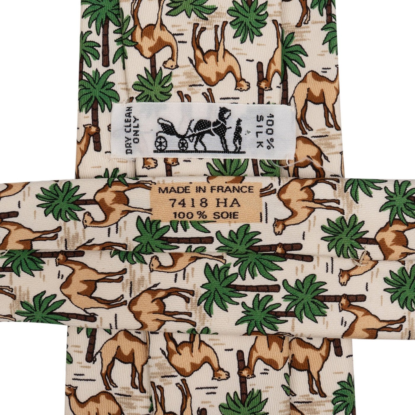 Hermès Camel Palm Tree Print Tie Krawatte