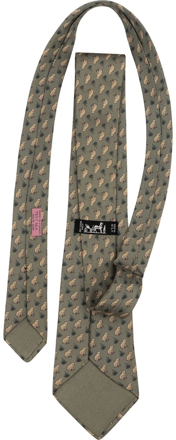 Hermès Grenouille Pattern Silk Tie Krawatte