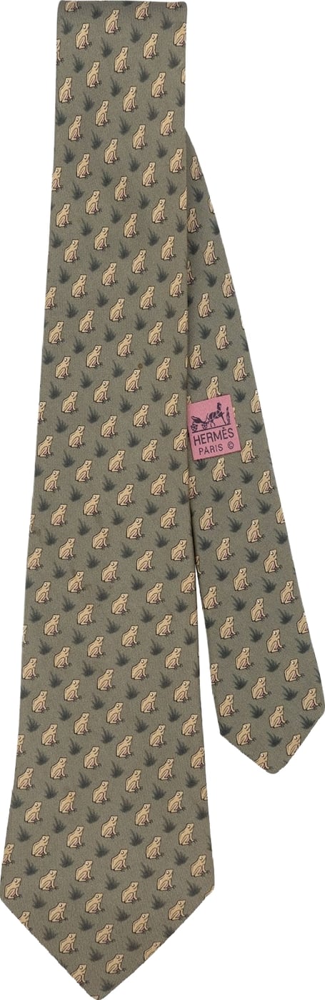 Hermès Grenouille Pattern Silk Tie Krawatte